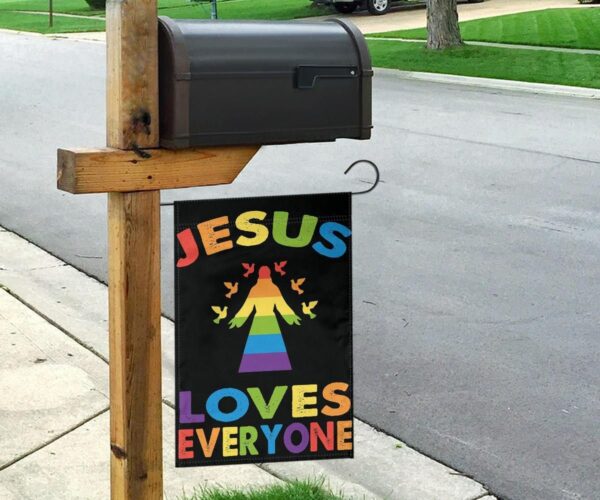 Jesus Loves Everyone LGBT Pride Flag Christian LGBT Easter Decor For Room Pride Gift