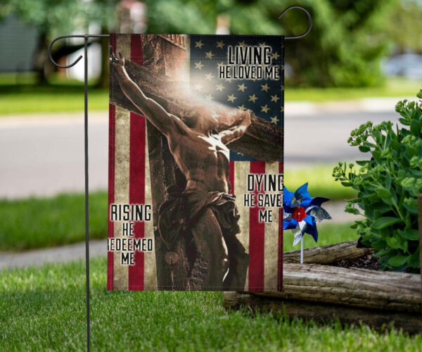 Jesus On Cross Easter American Flag Vintage Living He Loved Me Christian Easter Decor Jesus Flag
