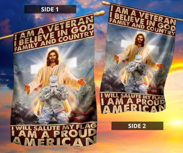 Jesus I Am A Veteran And I Believe In God Flag Christian Patriotic Proud Veteran Gift