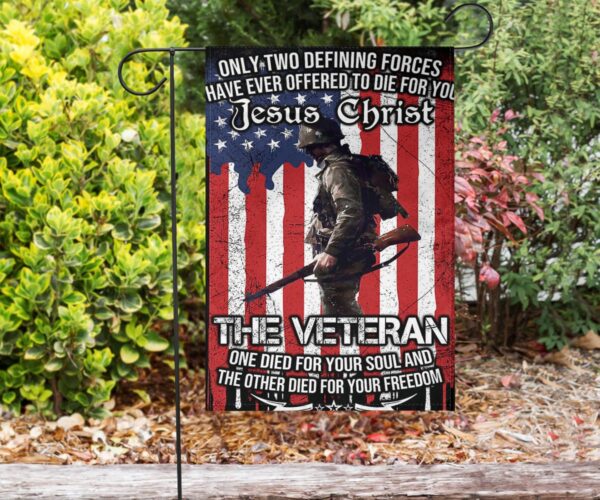 Only Two Defining Forces Jesus And The Veteran Flag Vet Christian Patriotic 4Th Of July Gift
