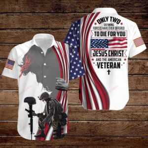 Jesus Christ & American Veteran Hawaiian Shirt HW3252 - Patriotic & Spiritual Apparel
