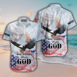 Eagle Patriot One Nation Under God Christian Jesus Hawaiian Shirt HW1652 - Shop Now!