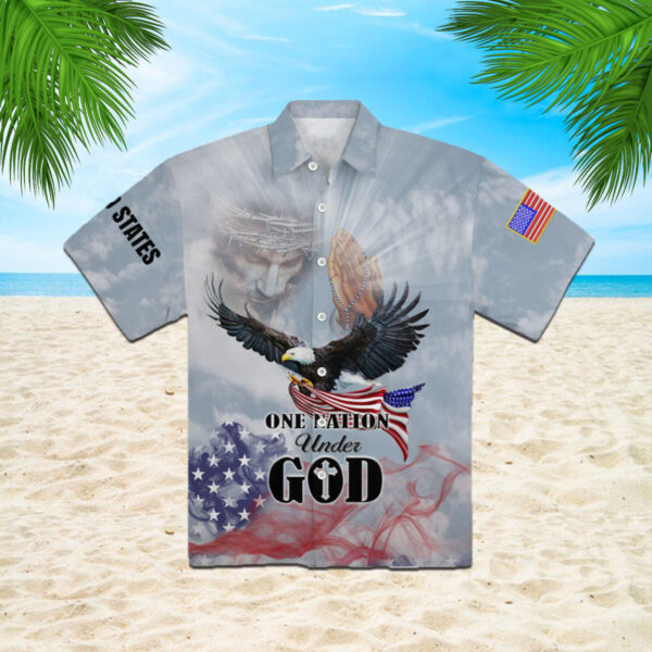 Christian Jesus Hawaiian Shirt Eagle Patriot One Nation Under God HW1679