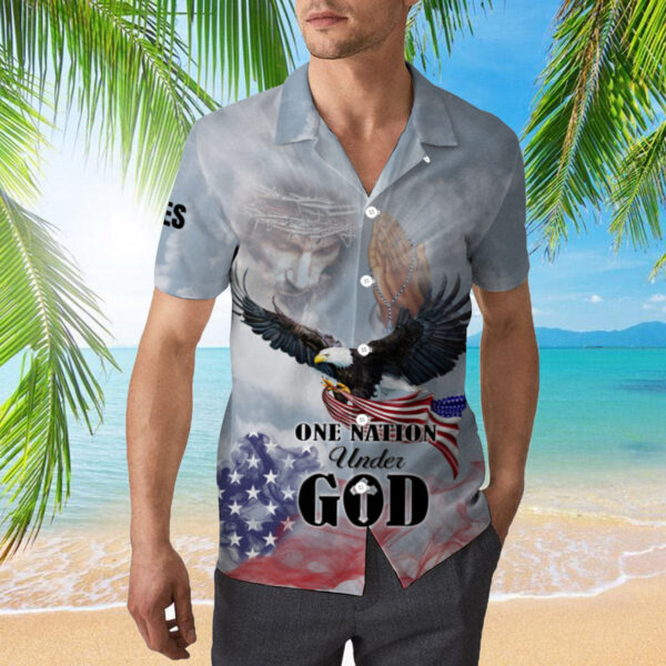 Christian Jesus Hawaiian Shirt Eagle Patriot One Nation Under God HW1679