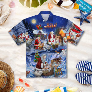 Santa Adoring Baby Jesus Hawaiian Shirt HW2186 - Festive Christmas Apparel