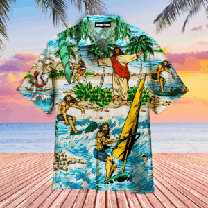 Jesus Surfing Tropical Hawaiian Shirt - Beach Men Women Christians Gift 1