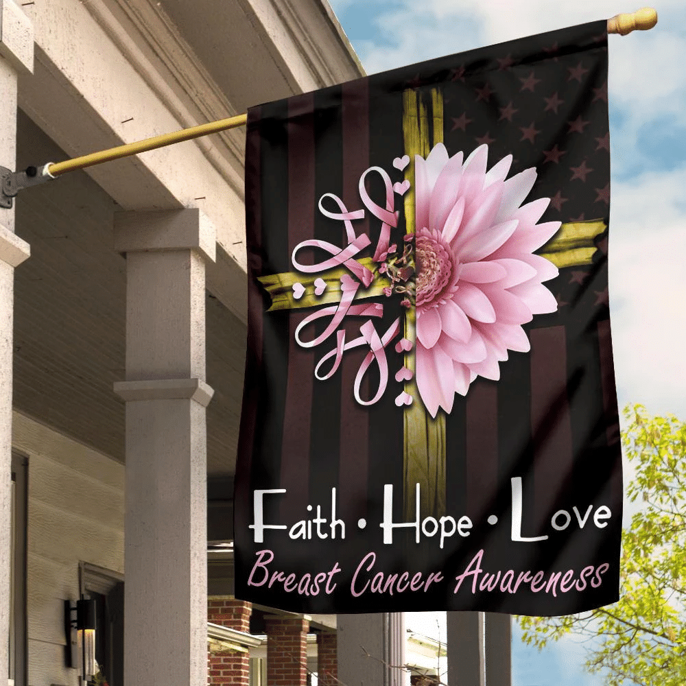 Jesus Faith Hope Love Breast Cancer Awareness Flag Home Decor Jesus Faith Hope Love Breast Cancer Awareness Flag Home Decor