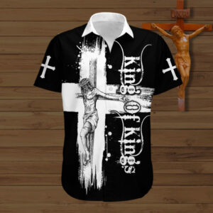 Jesus Christ King of Kings Hawaiian Shirt - Men s Cross Christian Apparel 3