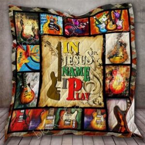 Christian Guitar Quilt Blanket - In Jesus Name Perfect Gift for Believers