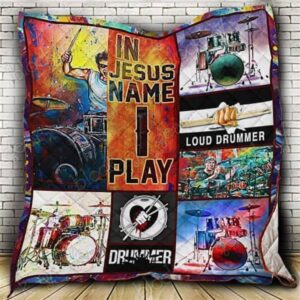 In Jesus Name Drummer Quilt Blanket - Christian Gift For Believers