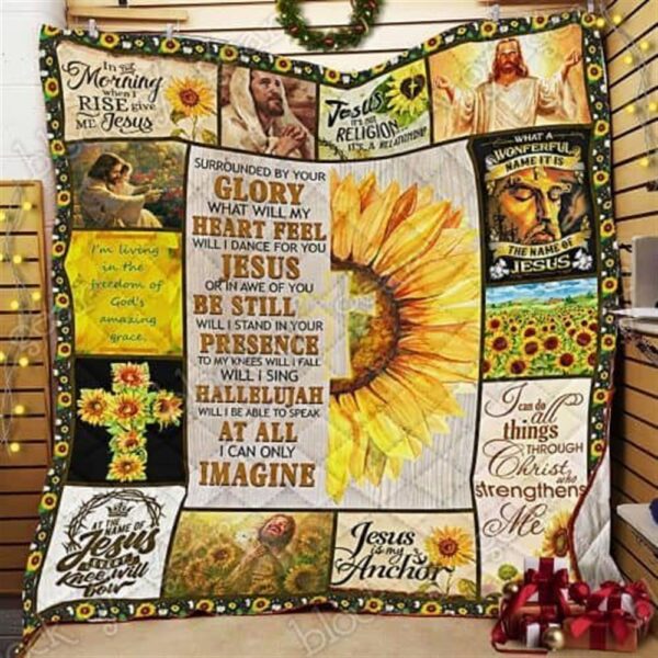 I Can Only Imagine Jesus Sunflower Christian Quilt Blanket – Perfect Christian Gift for Believers