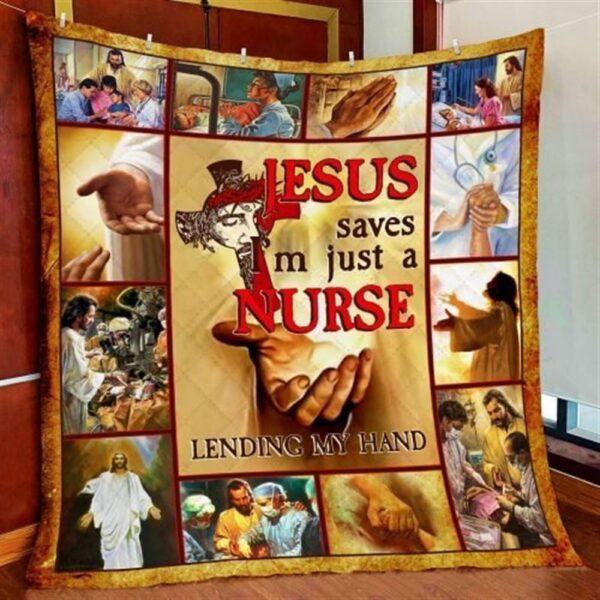 Christian Nurse Quilt Blanket – Jesus Saves Gift for Believers