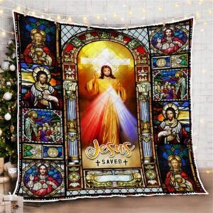 Jesus of Divine Mercy Christian Quilt Blanket - Unique Christian Gift for Believers