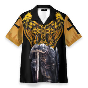 Templar Knight Hawaiian Shirt - Strengthens Me with Christian God Jesus
