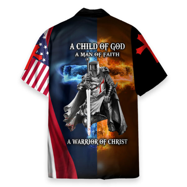 Child of God American Flag Fire Knight Jesus Christ Christian Hawaiian Shirt
