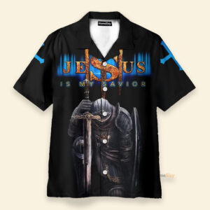 Men s Hawaiian Shirt: Jesus Is My Savior Child Of God Man Of Faith