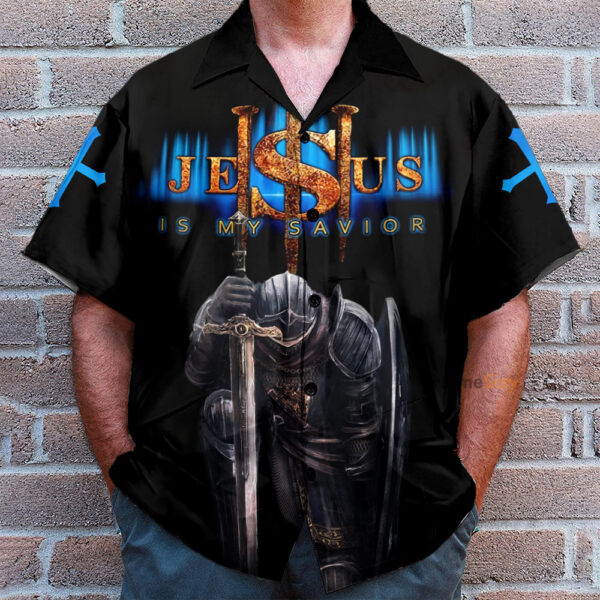 Men s Hawaiian Shirt: Jesus Is My Savior Child Of God Man Of Faith
