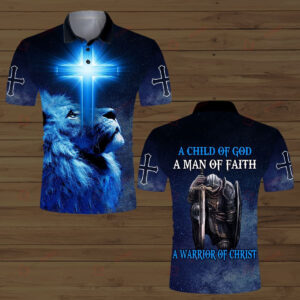 Child of God Hawaiian Shirt: Faithful Warrior in Blue - Jesus Christ Design 3