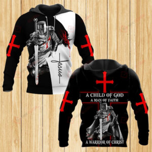 God Jesus Black Hawaiian Shirt: Child of God Man of Faith Warrior of Christ