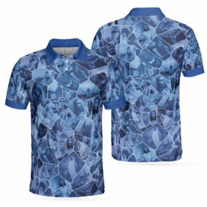 Holy Blue Stained Glass Polo Shirt, Blue Jesus Gallery Polo Shirt, Best Christian Shirt For Men