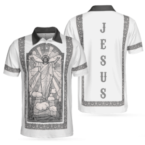 Jesus's Resurrection Egyptian Polo Shirt, Black And White Jesus Polo Shirt, Best Christian Shirt For Men