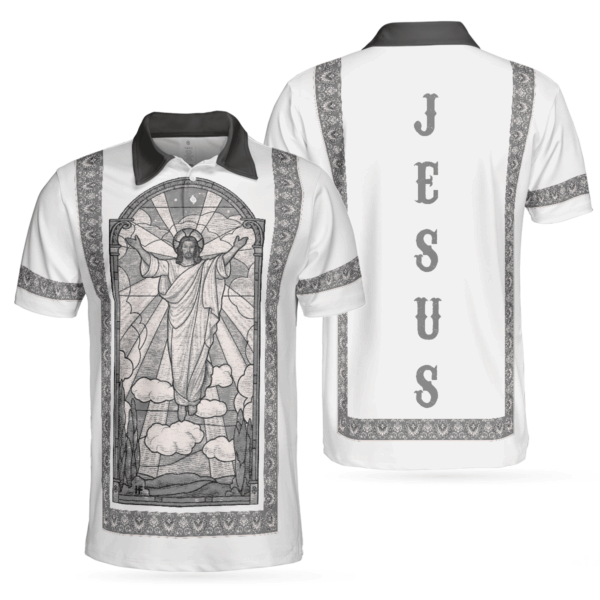 Jesus’s Resurrection Egyptian Polo Shirt, Black And White Jesus Polo Shirt, Best Christian Shirt For Men
