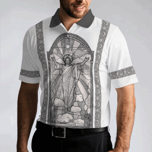 Jesus’s Resurrection Egyptian Polo Shirt, Black And White Jesus Polo Shirt, Best Christian Shirt For Men