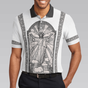 Jesus's Resurrection Egyptian Polo Shirt, Black And White Jesus Polo Shirt, Best Christian Shirt For Men 1