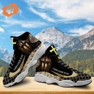 Faith Over Fear Jesus Basketball Shoes Thick Soles Cross Art Perfect Gift for Christian Lovers - Unisex Christian Shoes