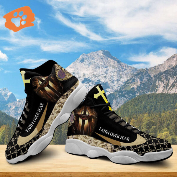 Faith Over Fear Jesus Basketball Shoes Thick Soles Cross Art Perfect Gift for Christian Lovers – Unisex Christian Shoes