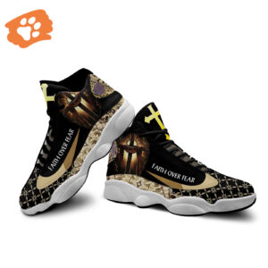 Faith Over Fear Jesus Basketball Shoes Thick Soles Cross Art Perfect Gift for Christian Lovers - Unisex Christian Shoes 3