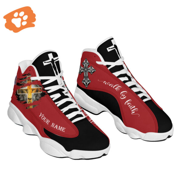 Walk By Faith Lion Of Judah Basketball Shoes – Red Design Thick Soles Christian Gifts