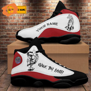 Walk By Faith Lion Of Judah Jesus Basketball Shoes Personalized Gift for Christian Lovers