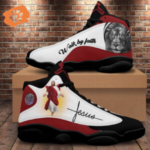 Walk By Faith Jesus & Lion Art Basketball Shoes Thick Soles Unisex Christian Gifts