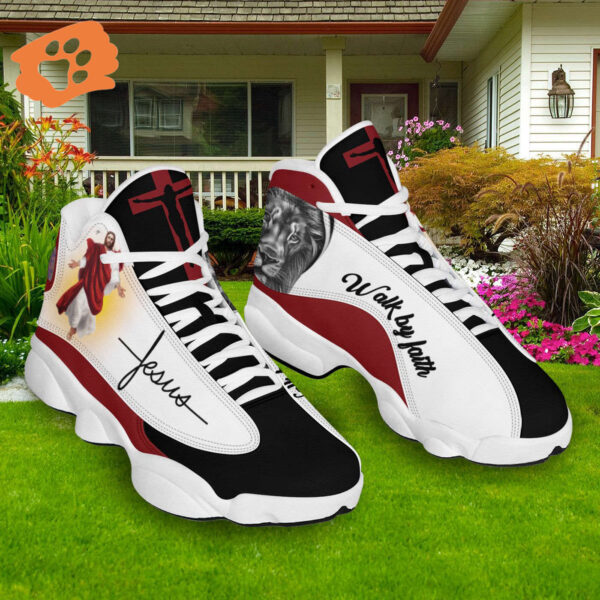 Walk By Faith Jesus & Lion Art Basketball Shoes Thick Soles Unisex Christian Gifts