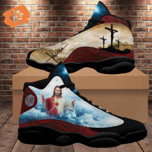 Cross Jesus Portrait Basketball Shoes Christian Gift for Jesus Lovers