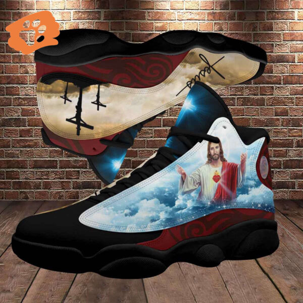 Cross Jesus Portrait Basketball Shoes Christian Gift for Jesus Lovers