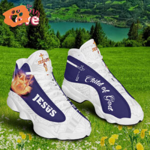 Jesus Lovers Unisex Basketball Shoes Child Of God Red Pattern Sneakers 1