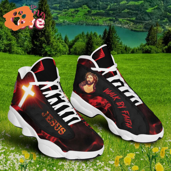 Walk By Faith Jesus Art Basketball Shoes with Thick Soles – Perfect Gift for Christian Lovers