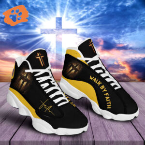 Walk By Faith Jesus Cross Basketball Shoes Thick Soles Christian Gifts