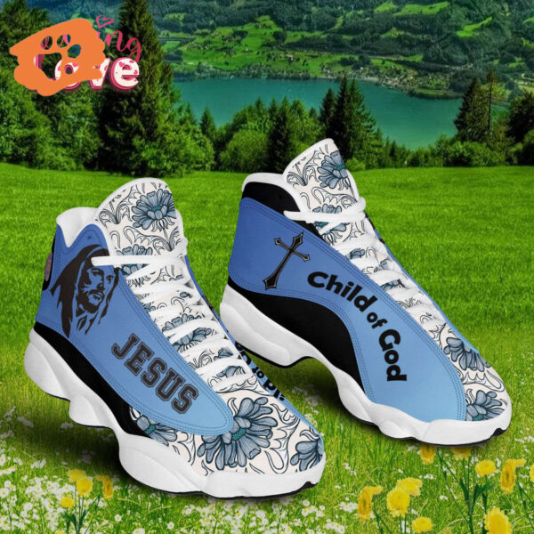 Jesus Child Of God Basketball Shoes Flower Pattern Christian Gifts