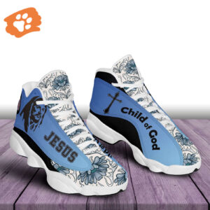 Jesus Child Of God Basketball Shoes Flower Pattern Christian Gifts