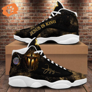 Jesus Is King Cross Art Print Basketball Shoes - Unisex Christian Gift with Thick Soles