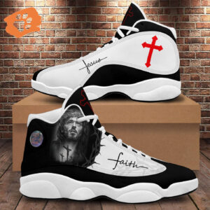 Jesus Portrait Art Basketball Shoes Keep Faith with Thick Soles - Perfect Gift for Jesus Lovers