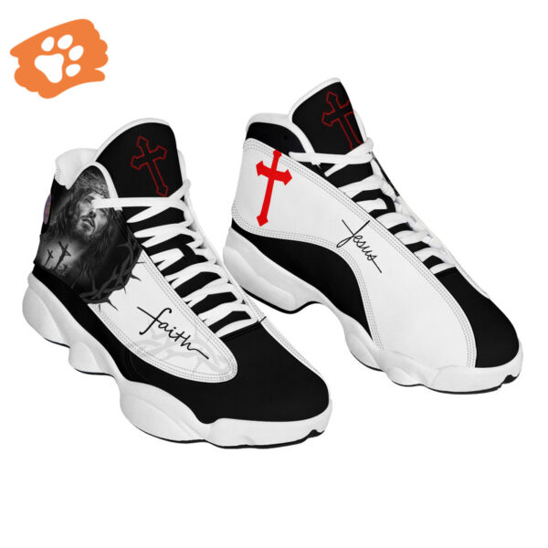 Jesus Portrait Art Basketball Shoes Keep Faith with Thick Soles – Perfect Gift for Jesus Lovers