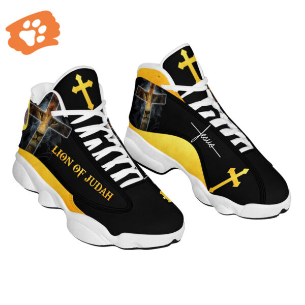 Lion of Judah Custom Jesus Basketball Shoes Thick Soles Gift for Jesus Lovers Lion & Cross Unisex Personalize Your Name