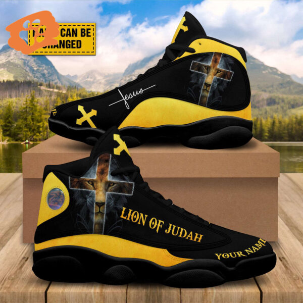 Lion of Judah Custom Jesus Basketball Shoes Thick Soles Gift for Jesus Lovers Lion & Cross Unisex Personalize Your Name
