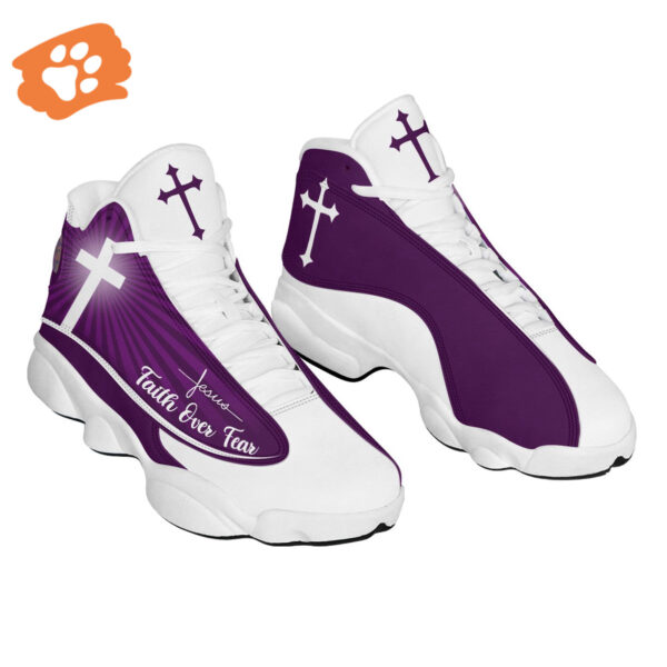 Customized Purple Jesus Basketball Shoes with Thick Soles – Personalize Your Name – Gift for Jesus Lovers – Unisex Shoes