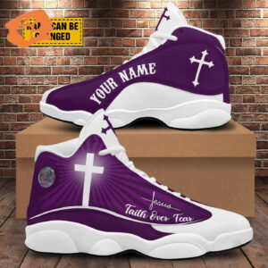 Customized Purple Jesus Basketball Shoes with Thick Soles - Personalize Your Name - Gift for Jesus Lovers - Unisex Shoes