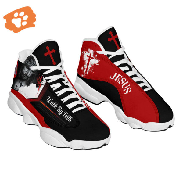 Walk By Faith Custom Jesus Basketball Shoes Thick Soles Jesus Art Portrait Unisex Gift
